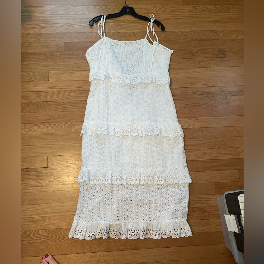 Aqua eyelet midi dress NWY